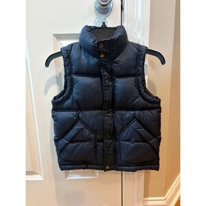 Gap Kids Navy Blue Puffer Vest Quilted Fleece Lined Collar Small 6-7